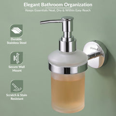 Plantex Brezza Stainless Steel Glass Liquid Soap Dispenser/Shampoo Dispenser/Handwash Dispenser/Bathroom Accessories - Chrome-5