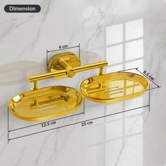 Plantex J4 Stainless Steel Double Soap Holder for Bathroom/Wall Mounted Soap Holder/Bathroom Accessories (PVD Gold Finish) Onix-2