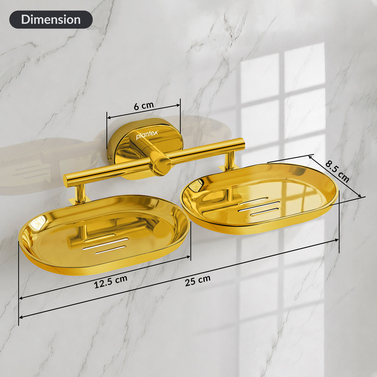 Plantex J4 Stainless Steel Double Soap Holder for Bathroom/Wall Mounted Soap Holder/Bathroom Accessories (PVD Gold Finish) Onix-2