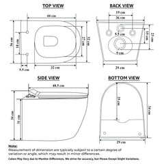 Plantex Imported Ceramic Toilet/Wall Mounted Commode/Rimless Washdown Western Toilet with Soft Close Toilet Seat Cover - P Trap (3043- Matt Khaki)-2