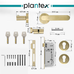 Plantex Door Lock - Main Door Lock Set with Keys/Mortise Door Locks for Home/Office/Hotel - Pack of 1 (OHMH-81, Brass Antique)-2