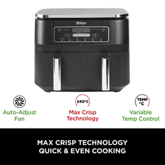 Ninja Foodi DualZone Air Fryer | 7.6L, 2 Drawers (AF300IN) | Cooking Surface Free from PTFE, PFOA & PFAS