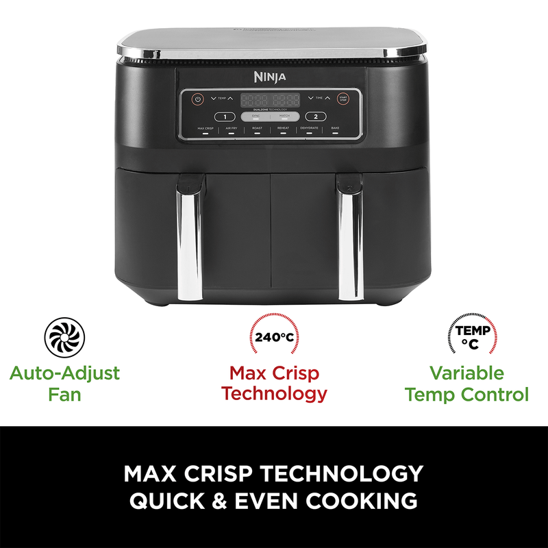 Ninja Foodi DualZone Air Fryer | 7.6L, 2 Drawers (AF300IN) | Cooking Surface Free from PTFE, PFOA & PFAS