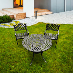 Natale Cast Aluminium Garden Patio Seating 2 Chair and 1 Table Set