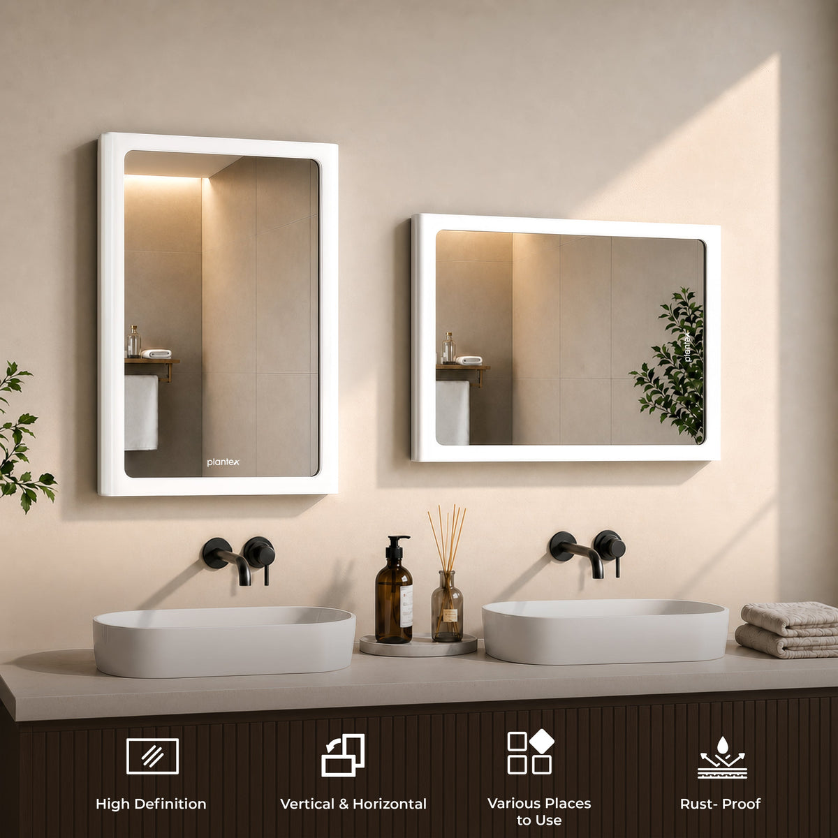 Plantex Mirror with Frame/Wall Mount Modern Mirror/Looking Glass with ABS Frame/Rectangle Mirror for Home/Bathroom & Living Room (18x14 Inch - White)-6