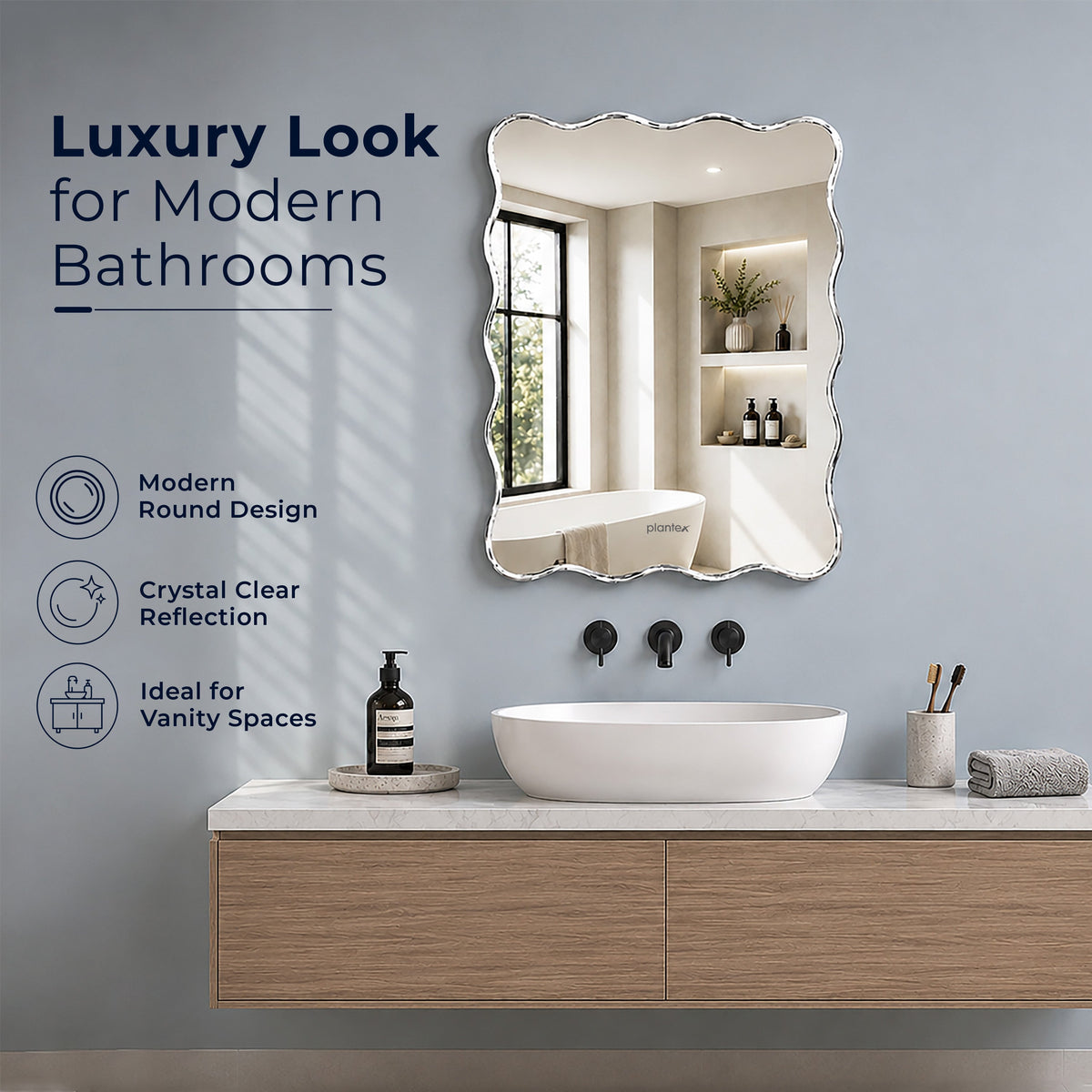 Plantex Frameless Bathroom Mirror/Rectangular Shape Glass for Wall/Mirror for Dressing Room/Living Room/Bedroom/Entryway (18 X 24 Inch)-4