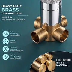 Plantex Brass Single Knob Shower Diverter with One Switch/Innovative Bathroom Mixer Valve/Cost-Effective Wall Mount Shower System Fitting - (Chrome, 8091)-5