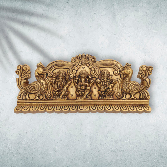 Brass Superfine Lakshmi Ganesha Saraswati Wall Hanging (6 Inch)