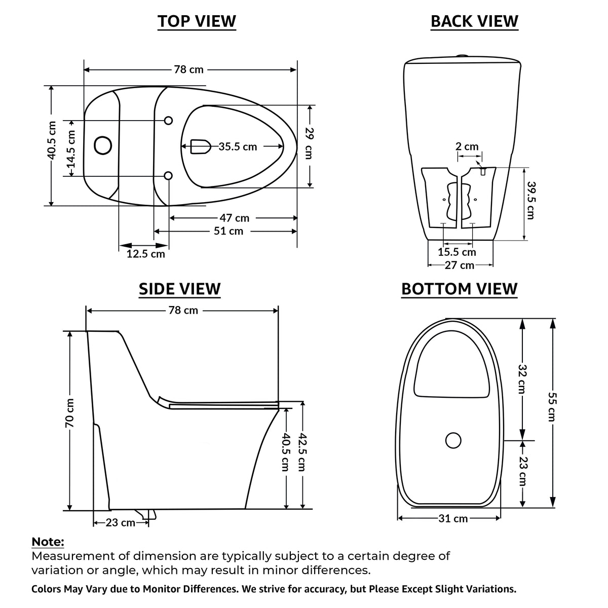 Plantex Ceramic Toilet for Commode/Siphonic Vacuum Jet Flush Ceramic Western Commode/One Piece Western Toilet with Soft Closing Toilet Seat - S Trap (Black)-2