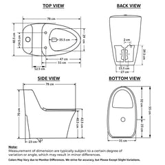 Plantex Ceramic Toilet for Commode/Siphonic Vacuum Jet Flush Ceramic Western Commode/One Piece Western Toilet with Soft Closing Toilet Seat - S Trap (Black)-2