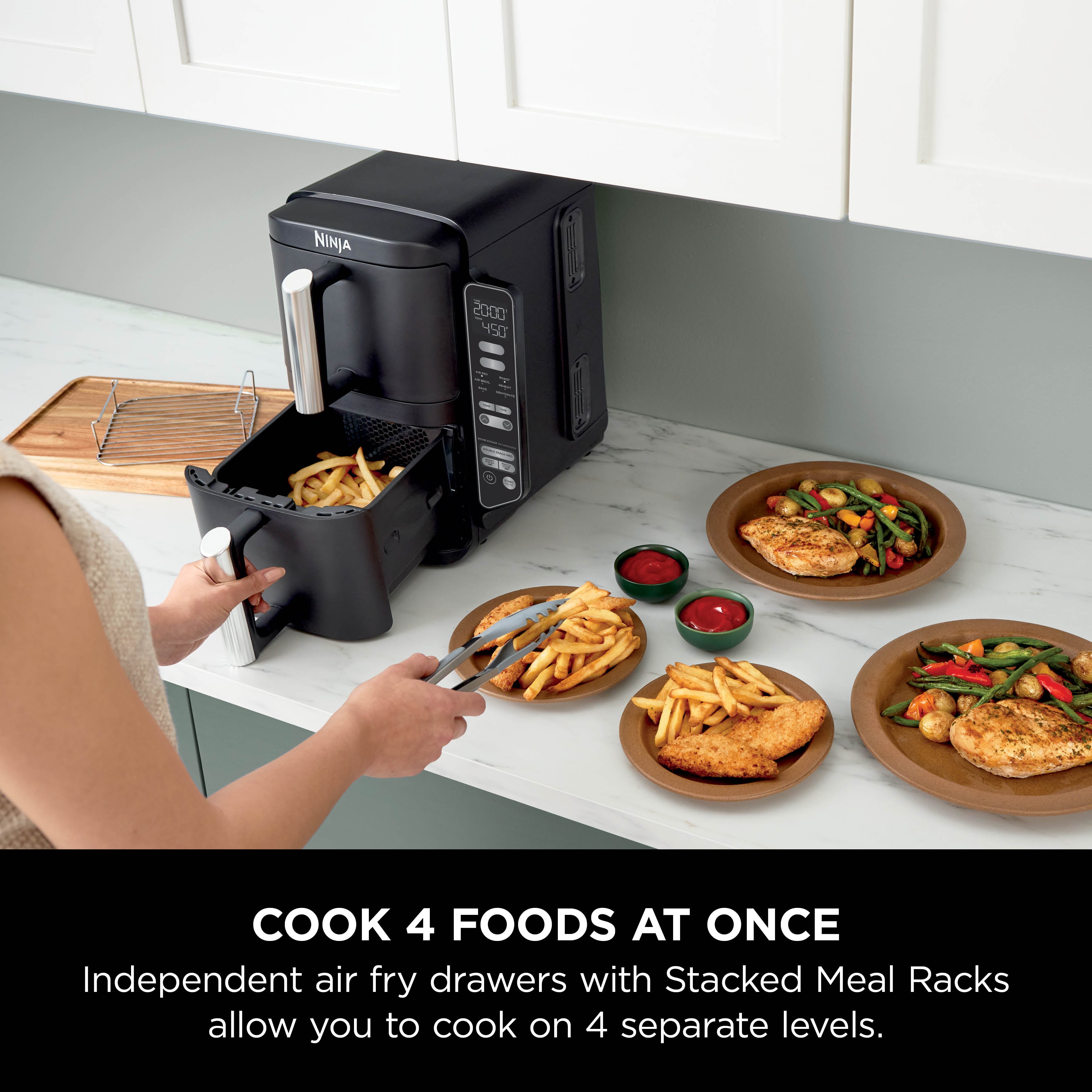 Ninja Double Stack DualZone Digital Air Fryer (SL300IN) | 7.6L, Cook 4 Foods at Once | Vertical Design