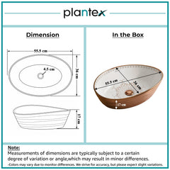 Plantex Designer Ceramic Basin/Table Top Wash Basin for Bathroom/Countertop Vessel Sink Basin for Home/Office/Restaurant (White & Rose Gold, 22 x 14 x 7 Inch)-2