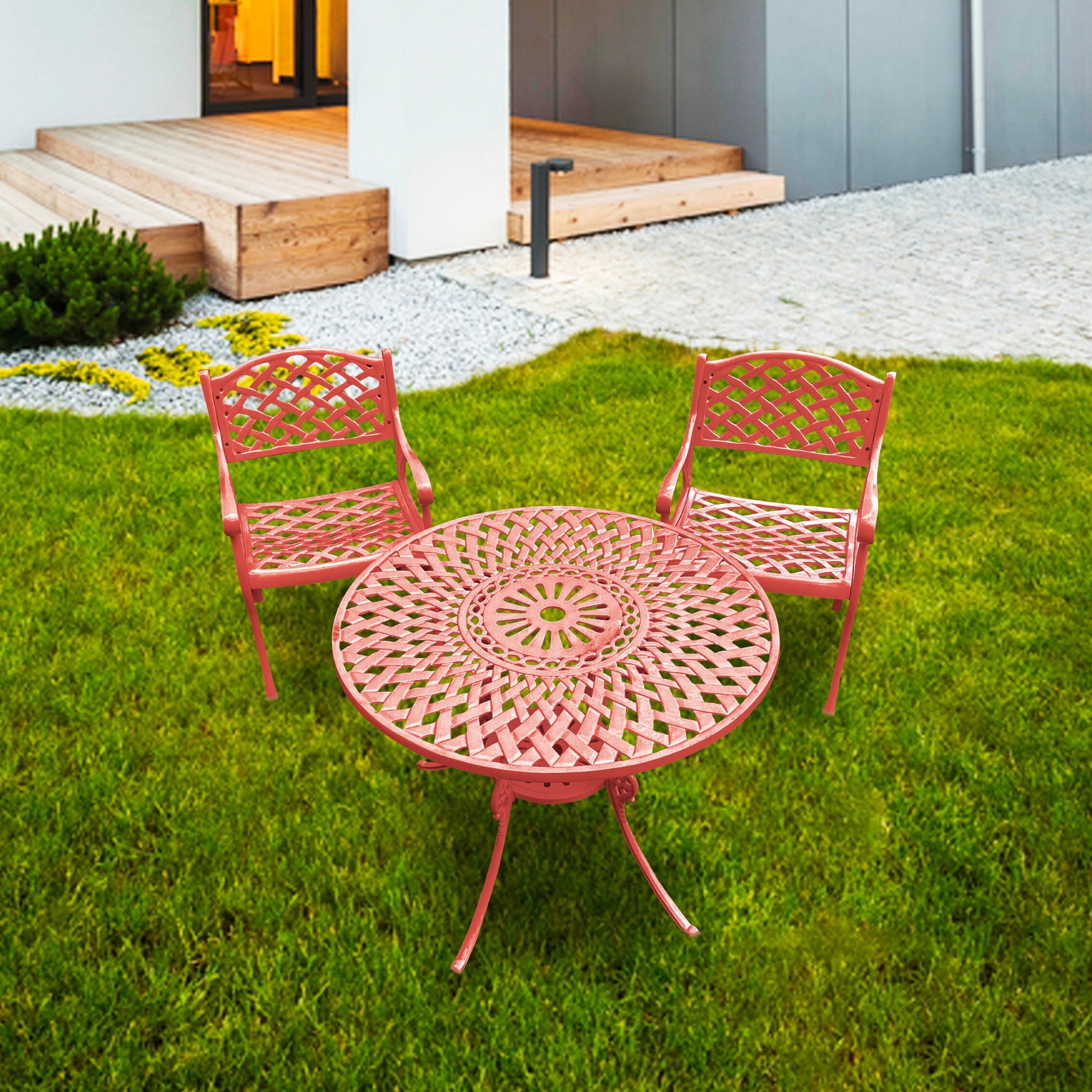 Natale Cast Aluminium Garden Patio Seating 2 Chair and 1 Table Set