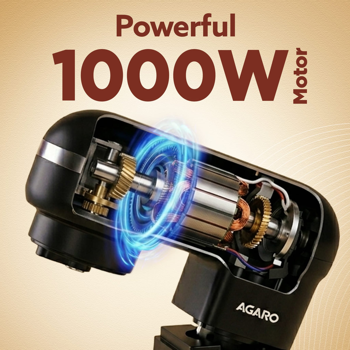 AGARO Royal Stand Mixer, Dough Maker Machine, 1000W Atta Maker, 100% Copper Motor, 5L SS Bowl, 8 Speed + Pulse Function,