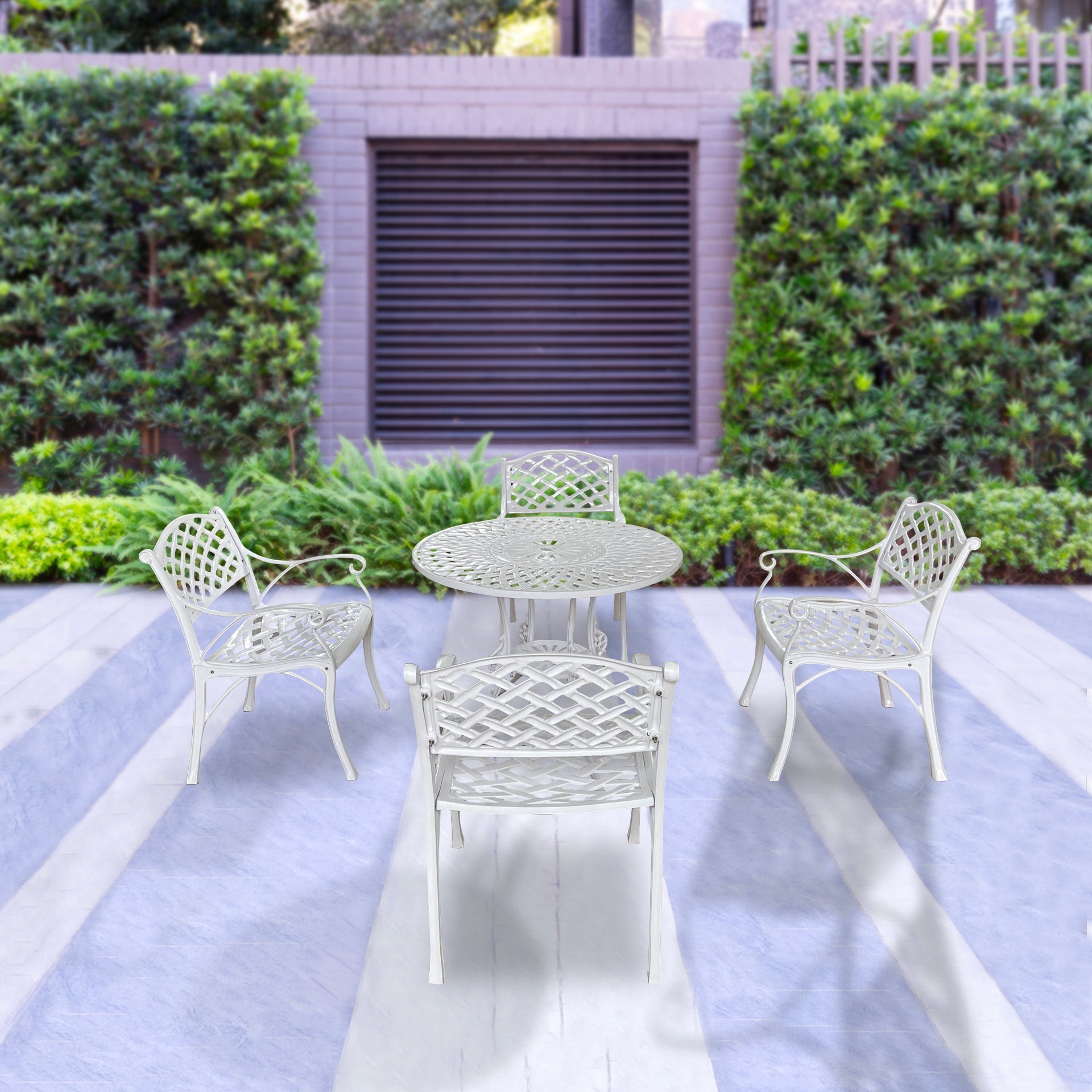 Lucio Cast Aluminium Garden Patio Seating 4 Chair and 1 Table Set