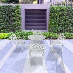 Lucio Cast Aluminium Garden Patio Seating 4 Chair and 1 Table Set