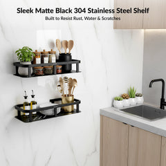 Plantex SS - 304 Grade Shelf for Bathroom/Storage Organizer for Bathroom/Kitchen Rack - Bathroom Accessories - Pack of 1 (12X5 Inches-Black Finish)-3