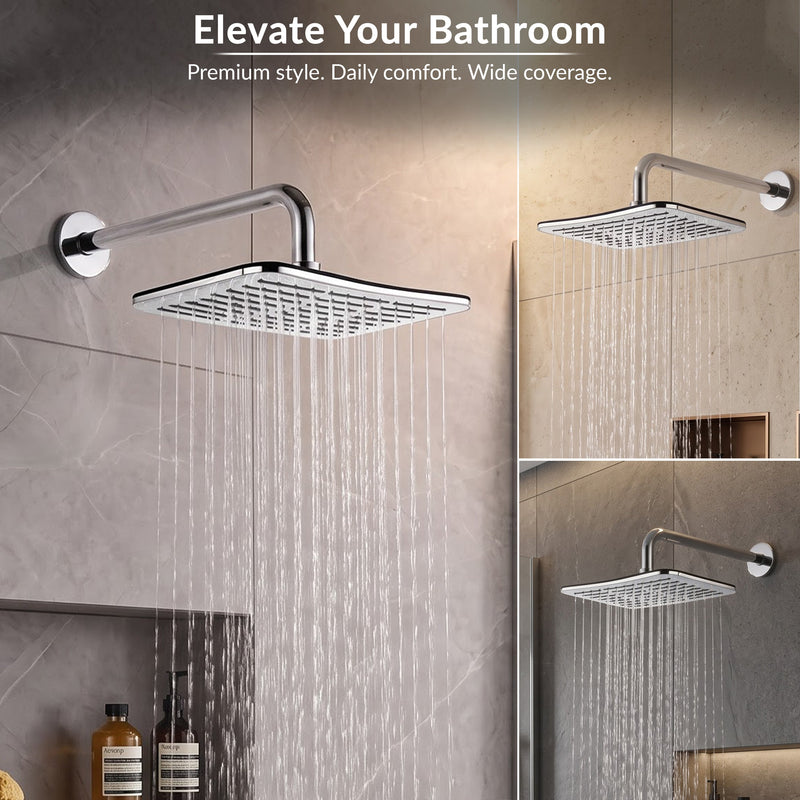 Plantex ABS Shower Head for Bathroom/12x8 inch Head for bathroom/Rain Showers Head for bathroom/Pressurized Showers Head (Chrome, D399)-6
