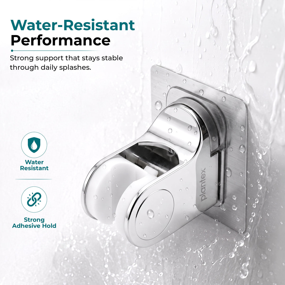 Plantex ABS Hand Shower Holder For Bathroom/Strong Self Adhesive Adjustable Handheld Shower/No Drilling Wall Mount Bracket - (Chrome) (Model APS-908)-4