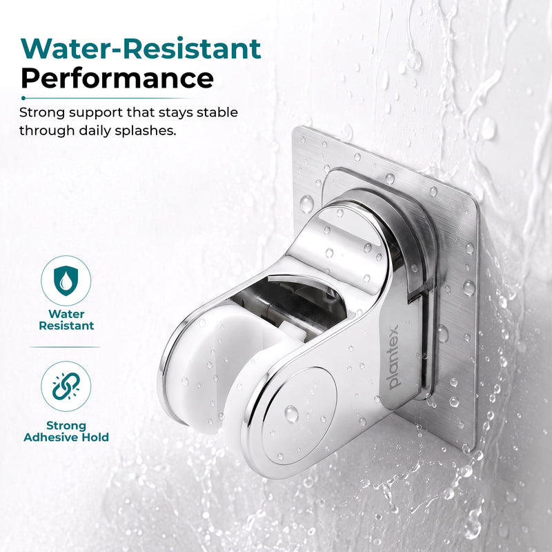 Plantex ABS Hand Shower Holder For Bathroom/Strong Self Adhesive Adjustable Handheld Shower/No Drilling Wall Mount Bracket - (Chrome) (Model APS-908)-4