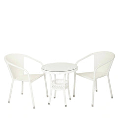 Gus Outdoor Patio Seating Set 2 Chairs and 1 Table Set (White)