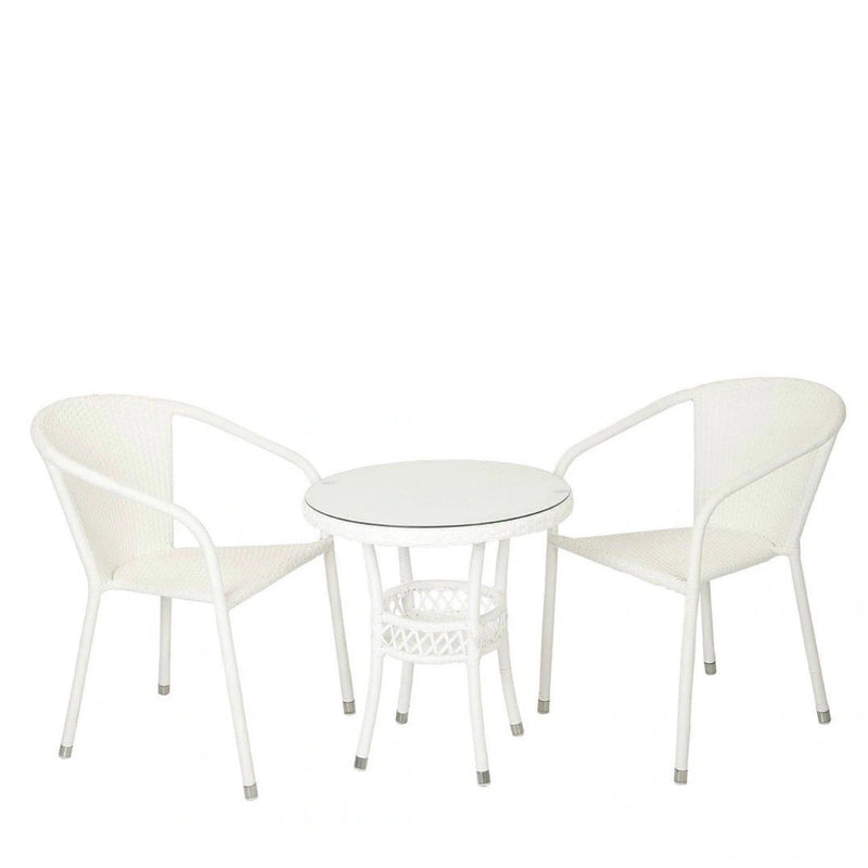 Gus Outdoor Patio Seating Set 2 Chairs and 1 Table Set (White)