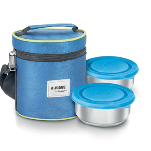 Judge Insulated Tiffin Box 2 Stainless Steel Containers with Carrying Pouch -330 ml x 2 Unit