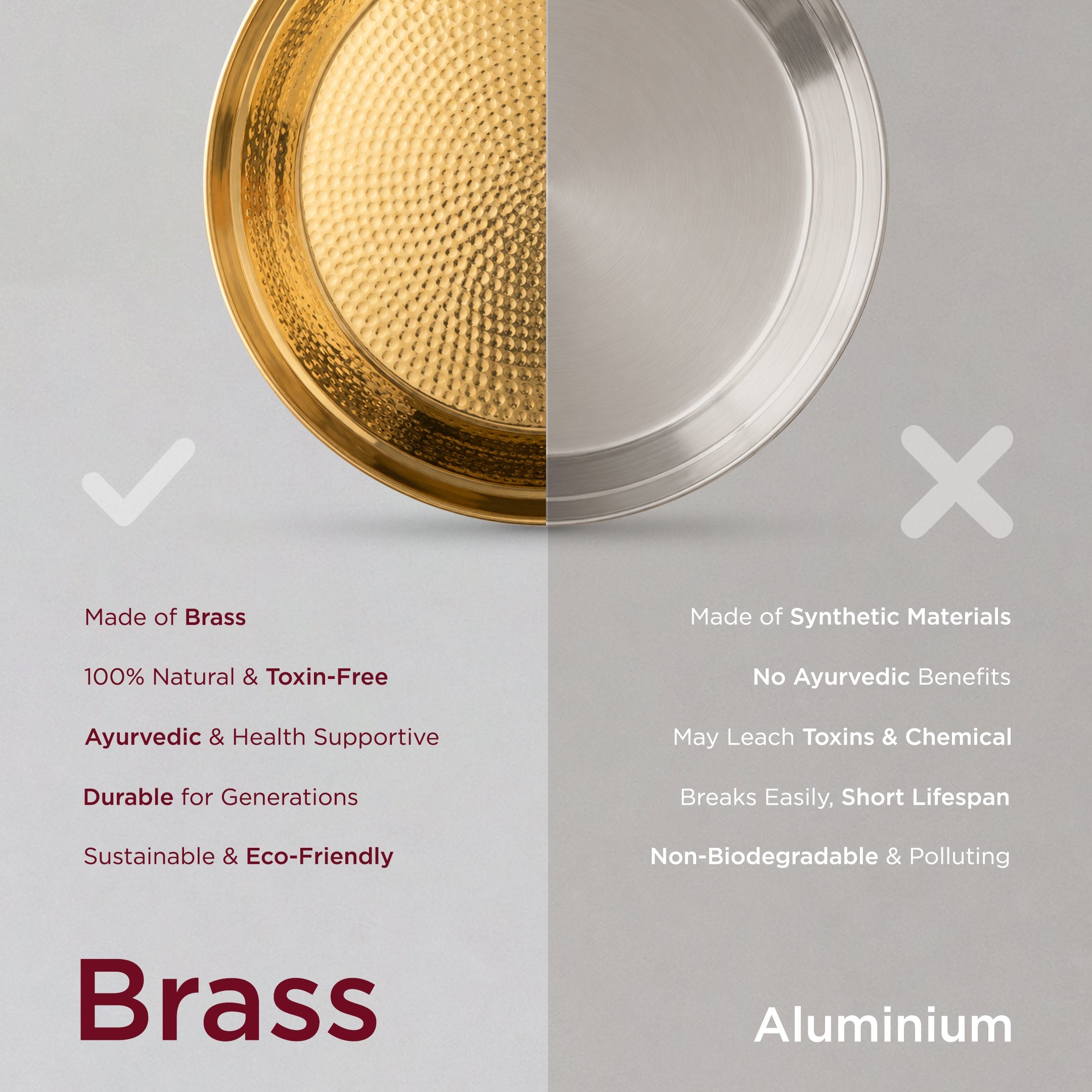 100% Pure Brass Paraat for Atta Kneading • Durable & Easy to Clean (पीतल का परात) | Total Weight: ~1.3 kg