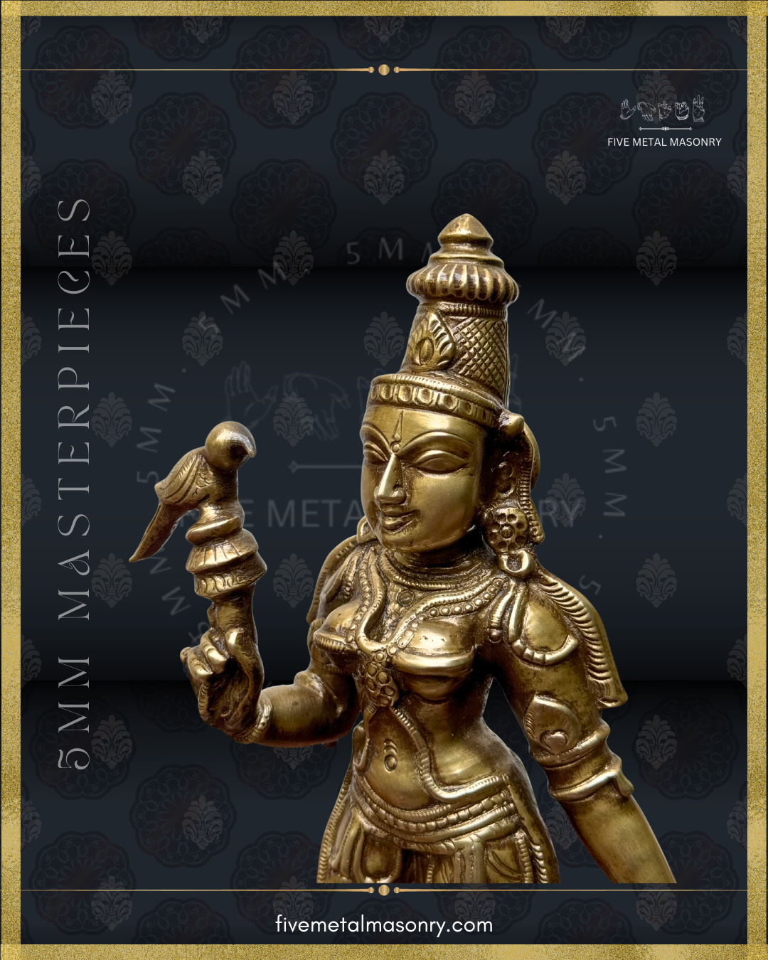 Meenakshi Panchaloha Bronze Icon - 11" with arch - Masterpieces Collection