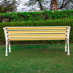 Trefor Cast Iron 3 Seater FRP Garden Bench for Outdoor Park - (Cream + White)