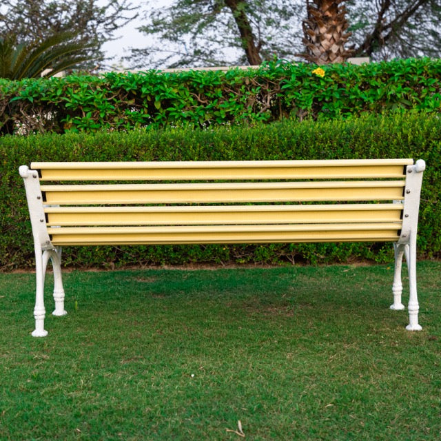 Trefor Cast Iron 3 Seater FRP Garden Bench for Outdoor Park - (Cream + White)