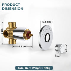 Plantex Brass Single Knob Shower Diverter with One Switch/Innovative Bathroom Mixer Valve/Cost-Effective Wall Mount Shower System Fitting - (Chrome, 8091)-2