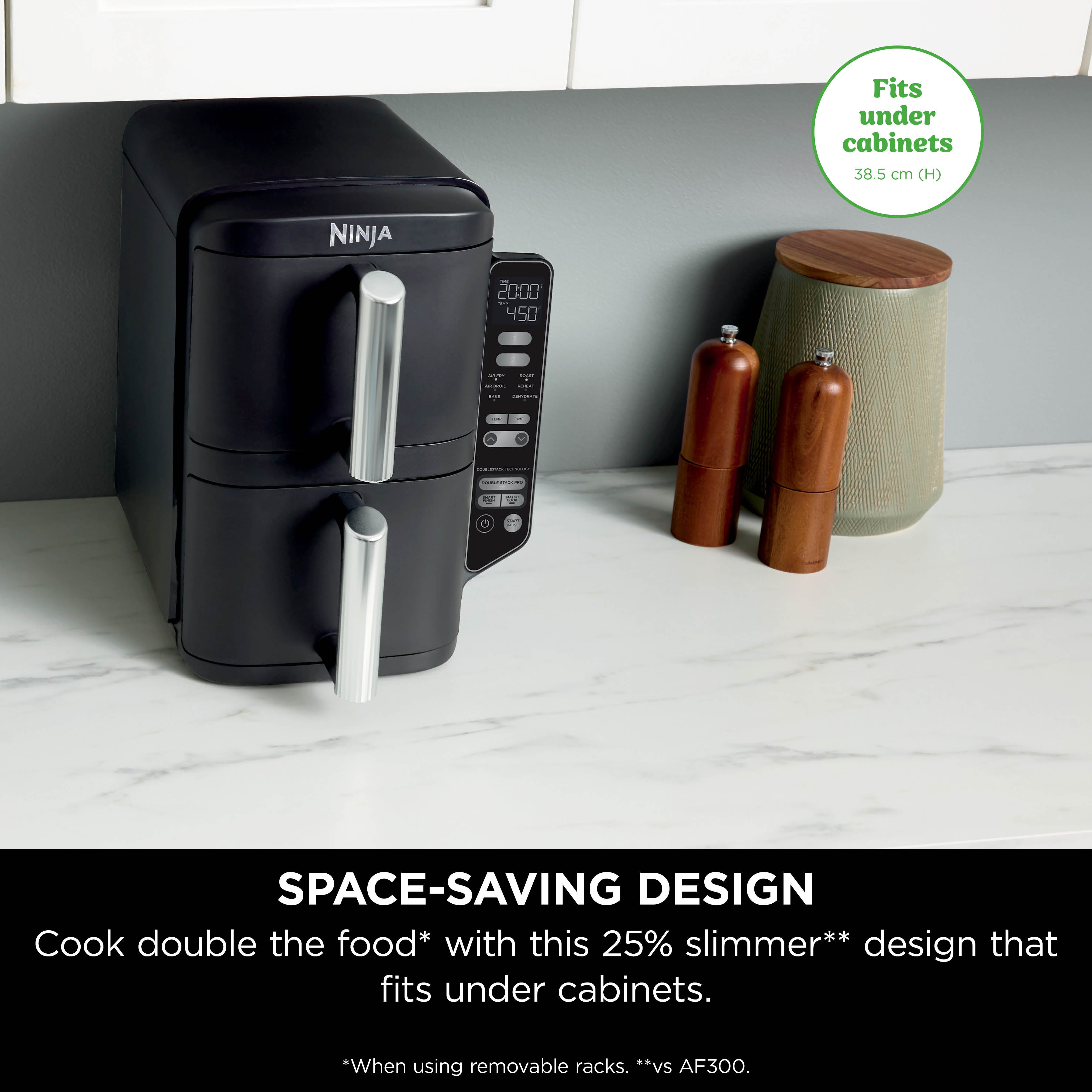 Ninja Double Stack DualZone Digital Air Fryer (SL300IN) | 7.6L, Cook 4 Foods at Once | Vertical Design