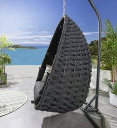 Eurig Single Seater Hanging Swing With Stand For Balcony, Garden (Grey) Braided & Rope