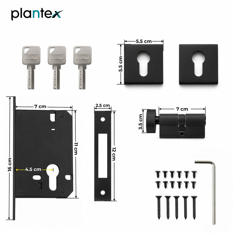 Plantex Dead Lock for Main Door/Lock with Brass 70mm Cylinder with Lock Body and 3 Computerized Keys - Pack of 1 (Z-Black)-4