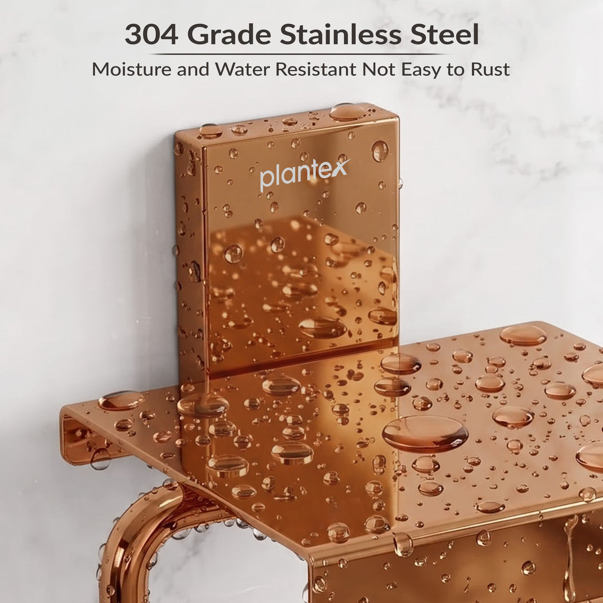 Plantex 304 Grade Stainless Steel Stylish and Durable Toilet Paper Stand/Bathroom Tissue Paper Holder with Mobile Stand/Bathroom Accessories (Crystal,PVD Rose Gold)-4