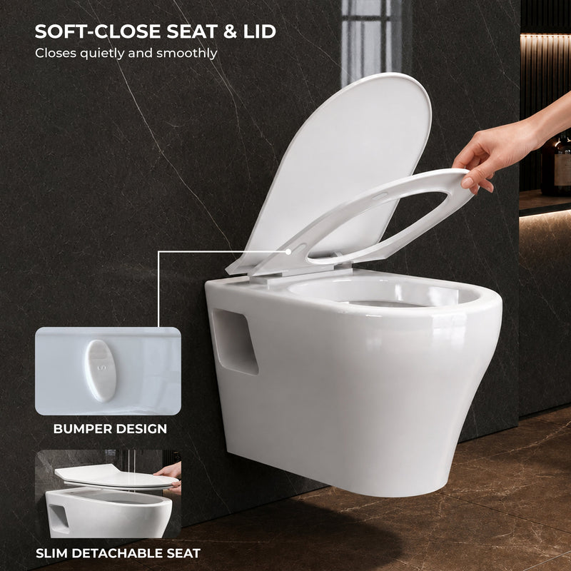 Plantex Ceramic Commode for Toilet/Rim Washdown Western Commode/P Trap Wall Hung Toilet for Bathroom with Soft Close Seat Cover - (White)-5