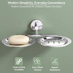Plantex Stainless Steel Double Soap Holder for Bathroom/Soap Stand/Dual Soap Dish/Soap Storage/Bathroom Accessories - (Chrome)-6