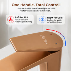 Plantex Brass Wash Basin Mixer Tap/Hot & Cold Basin Mixer Faucet/Deck Mount Pillar Spout for Bathroom Sink - Pack of 1 (APS-4604, Brushed Rose Gold)-5