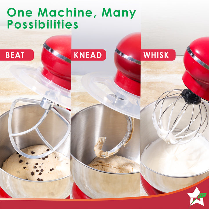 Regalia Neo Stand Mixer | 5.5L Stainless-steel Bowl | 10-speed Setting | 4 Attachments | Whisk, Whip, Beat, Mix | For Cake & Pizza Doughs, Creams, Salad Dressings, Eggs | 2 Year Warranty | Red