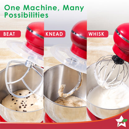 Regalia Neo Stand Mixer | 5.5L Stainless-steel Bowl | 10-speed Setting | 4 Attachments | Whisk, Whip, Beat, Mix | For Cake & Pizza Doughs, Creams, Salad Dressings, Eggs | 2 Year Warranty | Red