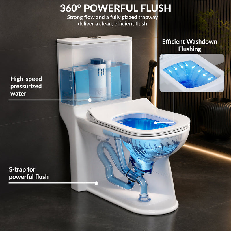 Plantex Commode for Toilet/Ceramic One Piece Western Toilet/Rimless Commode with Soft Closing Toilet Seat - S Trap Outlet (White)-4