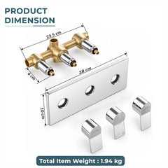 Plantex Brass Concealed Shower Mixer Valve with 3 Lever Exposed Parts Kit/High Flow Manual Diverter/Wall Mounted Bathroom Shower Control Valve (Venice-1538)-2
