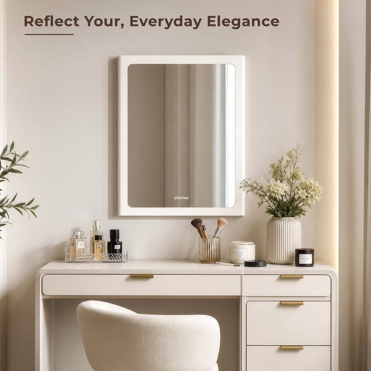 Plantex Mirror with Frame/Wall Mount Modern Mirror/Looking Glass with ABS Frame/Rectangle Mirror for Home/Bathroom & Living Room (18x14 Inch - White)-3