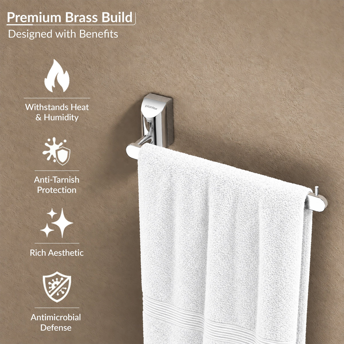 Plantex Smero Pure Brass Hand Towel Hanger/Towel Holder for Washbasin/Napkin Hanger for Wash Basin/Bathroom Accessories (Chrome Finish) Superb-5