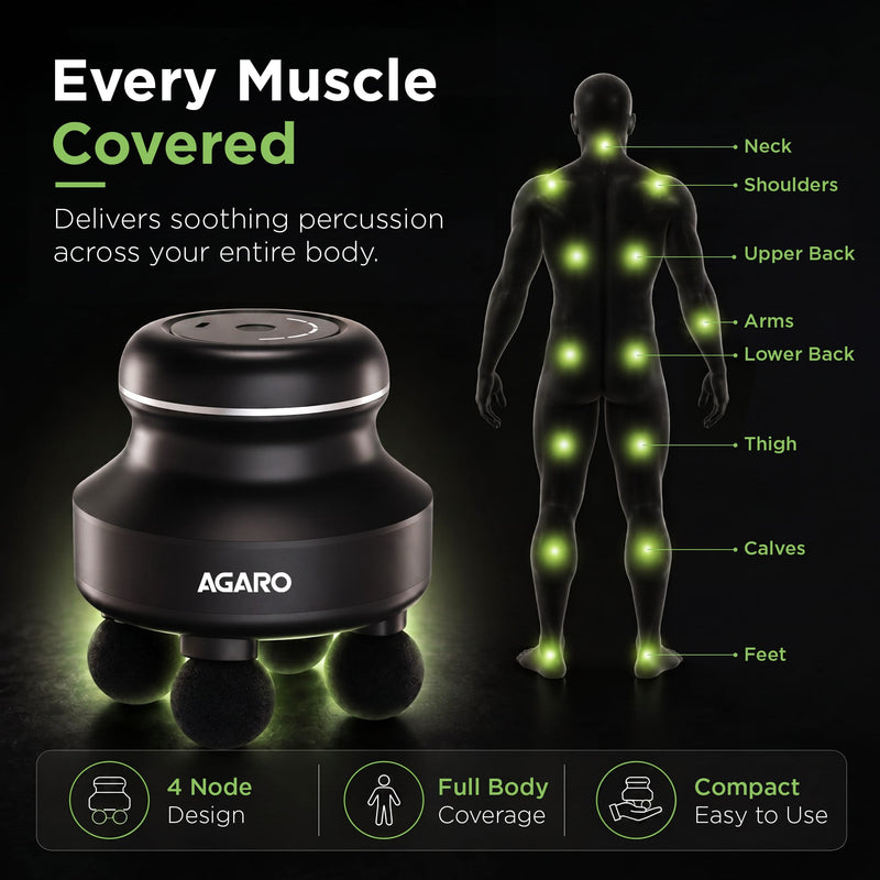 AGARO Royal Deep Tissue Body Massager with 4 Interchangeable Heads | Handheld Electric Vibration Massager for Neck, Back
