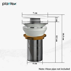 Plantex Pure Brass Waste Coupling for Wash Basin/3 inch Drain Out let System Full Thread Pop up Waste Coupling (White - Pack of 1)-2