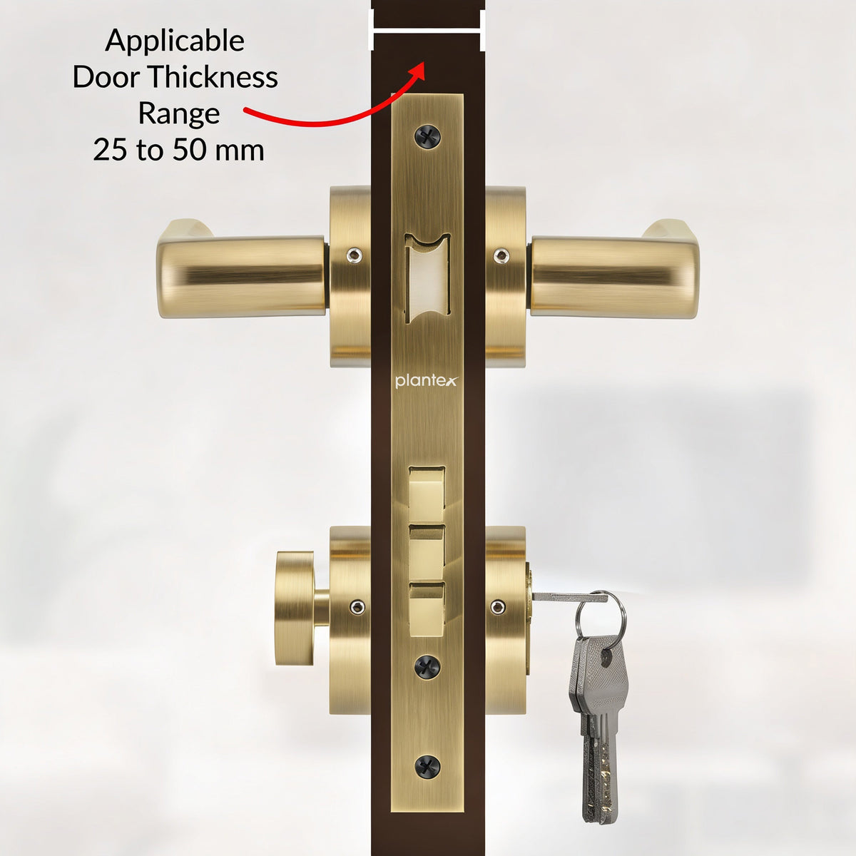 Plantex Door Lock - Main Door Lock Set with Keys/Mortise Door Locks for Home/Office/Hotel - Pack of 1 (OHMH-81, Brass Antique)-6