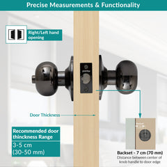 Plantex Stainless Steel Bathroom Door Lock/Keyless Cylindrical Lock for Bathroom/Balcony/Tubular Door Knob/Handle - Pack of 1 (Without Key-Glossy Black)-4