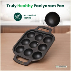 CASTrong Cast Iron Paniyaram Pan, Pre-seasoned, Nonstick, 100% Pure, Toxin-free, Medium 18.7cm, 1.6kg